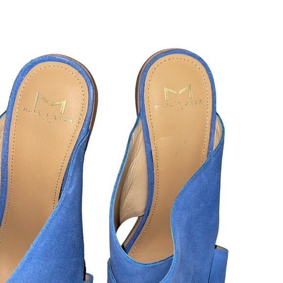 Marc Fisher Ltd Womens Mules Size 9.5 Blue Suede Volla Open Toe China - Picture 6 of 8